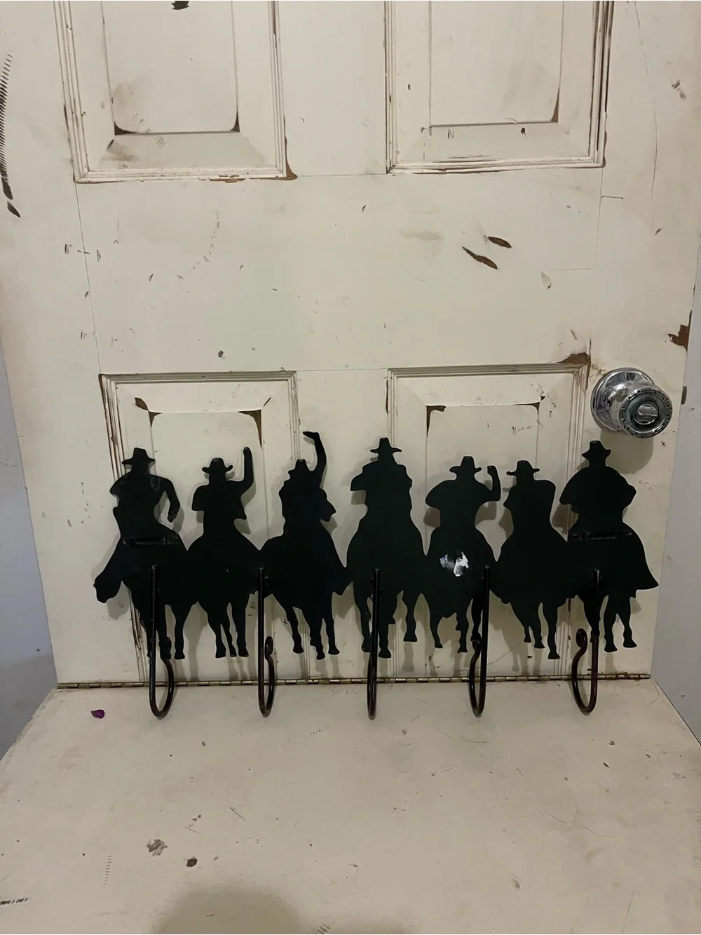Rustic Cowboy Silhouette Wall Hook - Brown